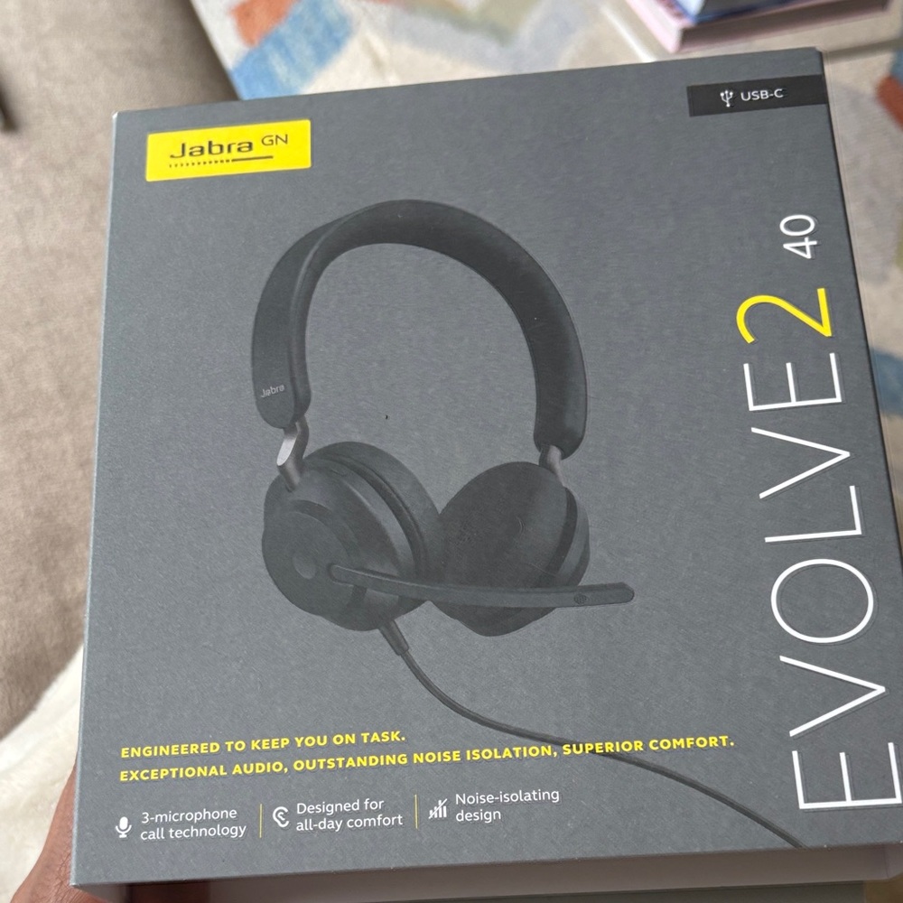 NIB Jabra Evolve2 40 Over-Ear Headphones - Black